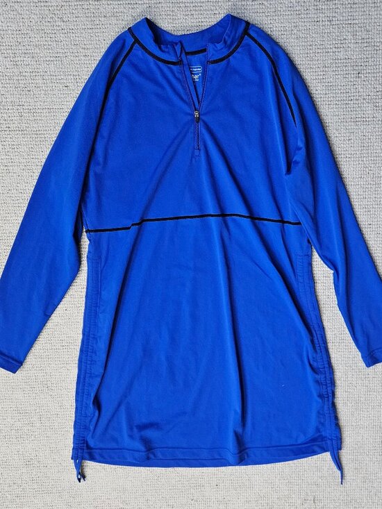 Coolibar Other - Coolibar Lawai Ruche Swim Shirt Dress Coverup UPF 50+ Blue Large L Beach Outdoor